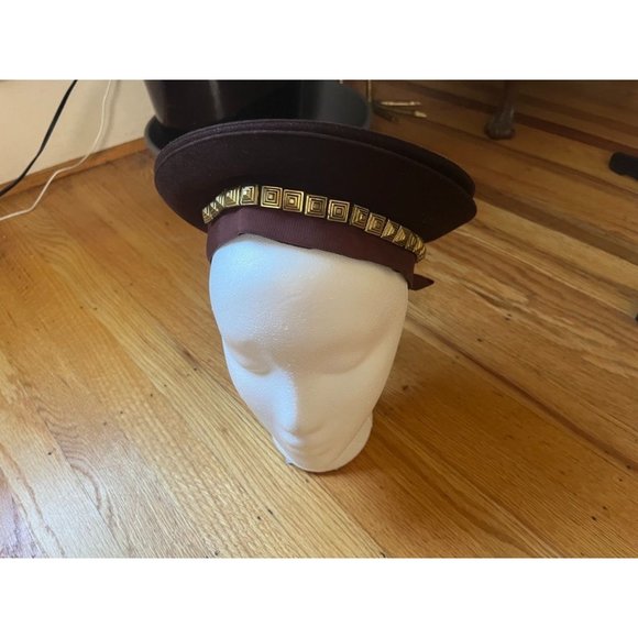 Accessories | Vintage Brown Wool Hat With Ribbon And Embellished Gold ...
